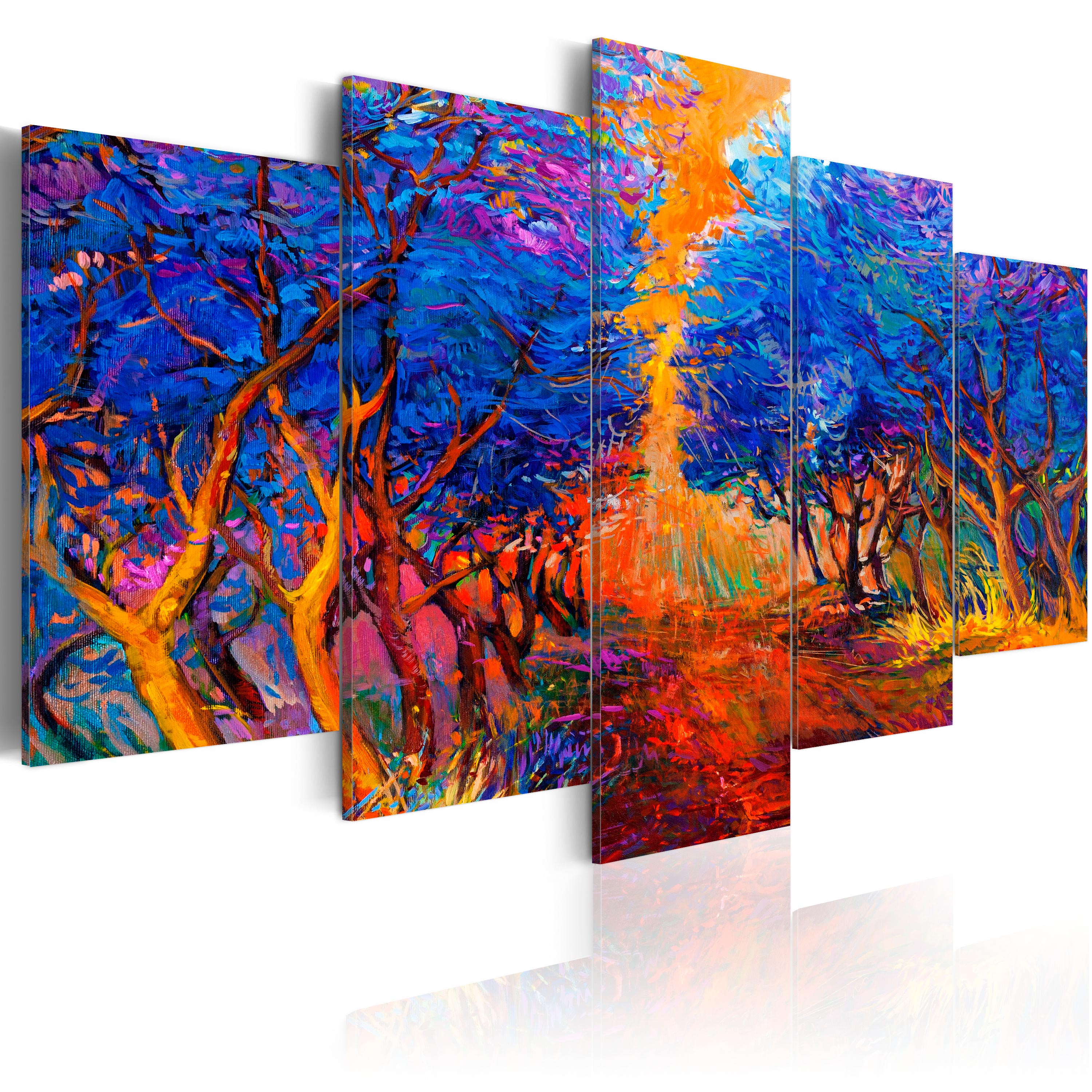 LEINWAND BILDER XXL! KUNSTDRUCK! WANDBILD! WALD BUNT WIE GEMALT B-B ...