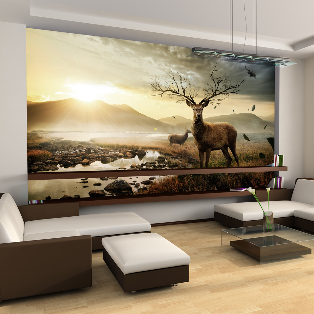 Wallpaper - Deers by mountain stream - 450x270