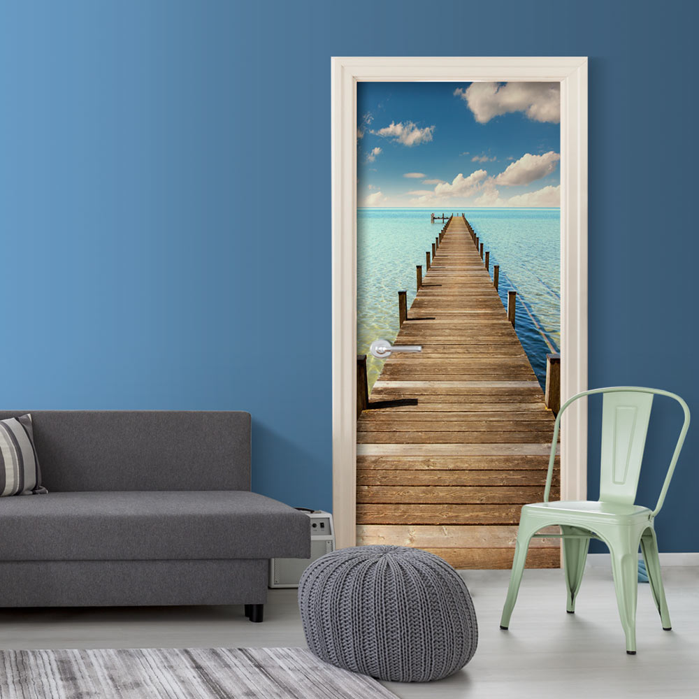 Photo wallpaper on the door - Turquoise Harbour - 70x210