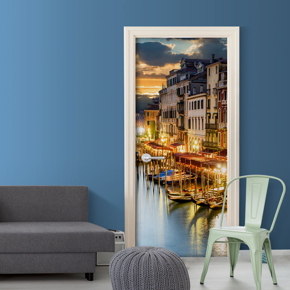 Photo wallpaper on the door - Venetian Harbour - 80x210