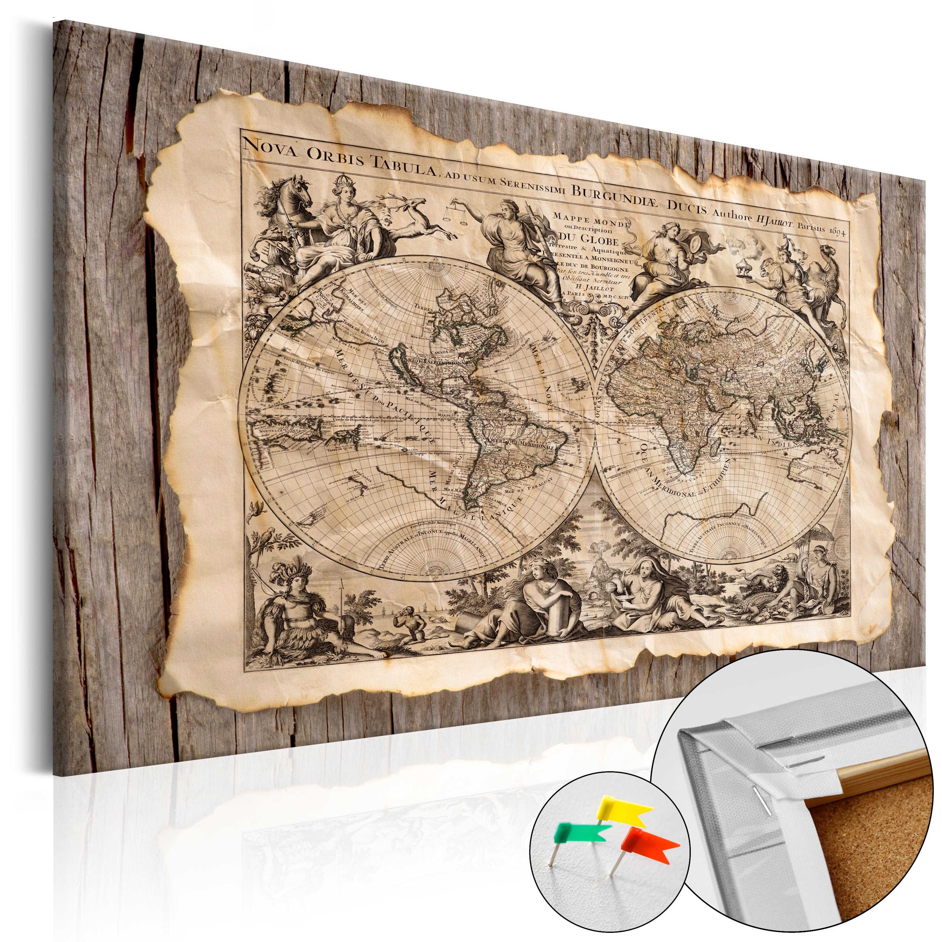 Decorative Pinboard - Map of the Past [Cork Map] - 120x80