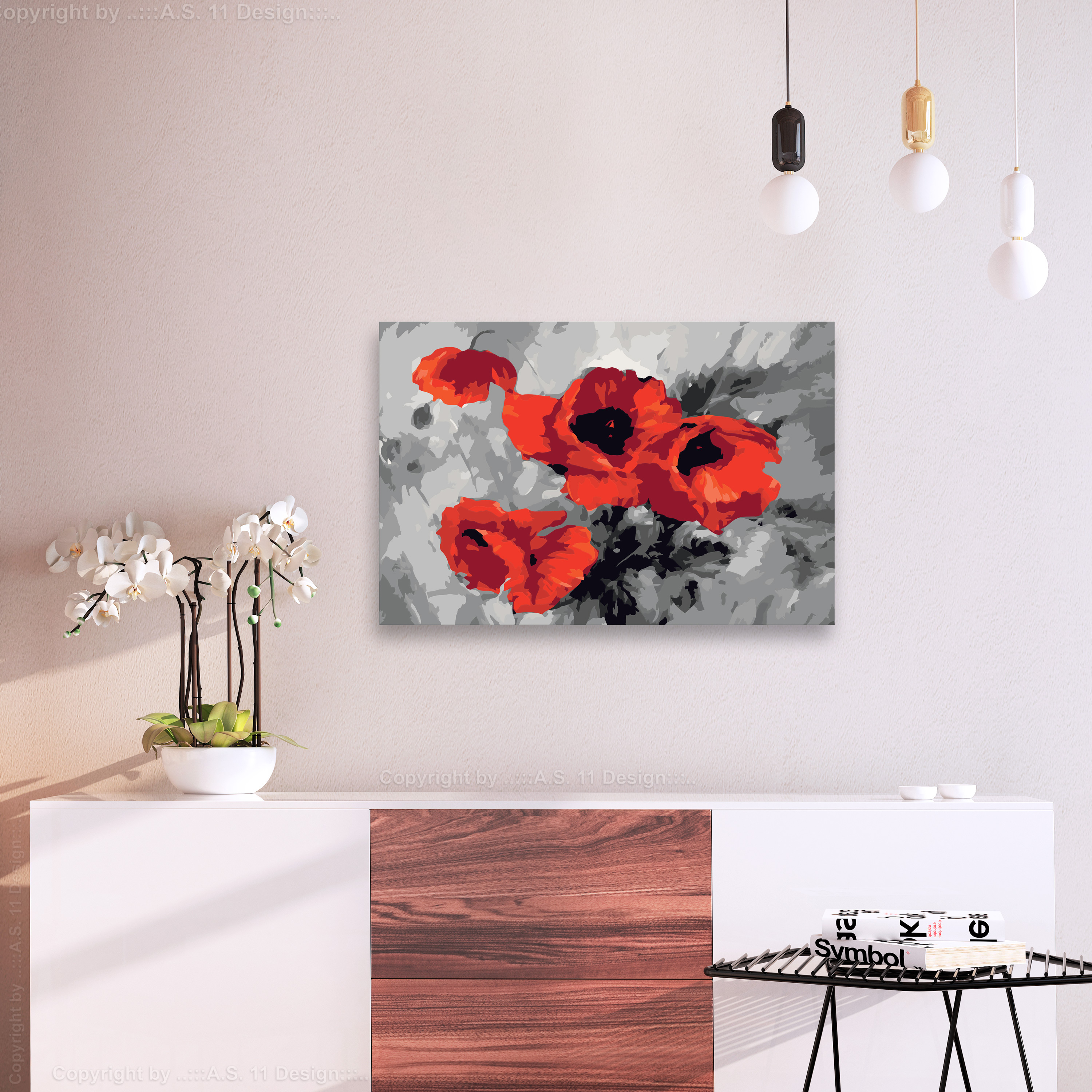 BLUMEN Malen nach Zahlen Erwachsene Wandbild Malset 60x40 n-A-0388-d-a