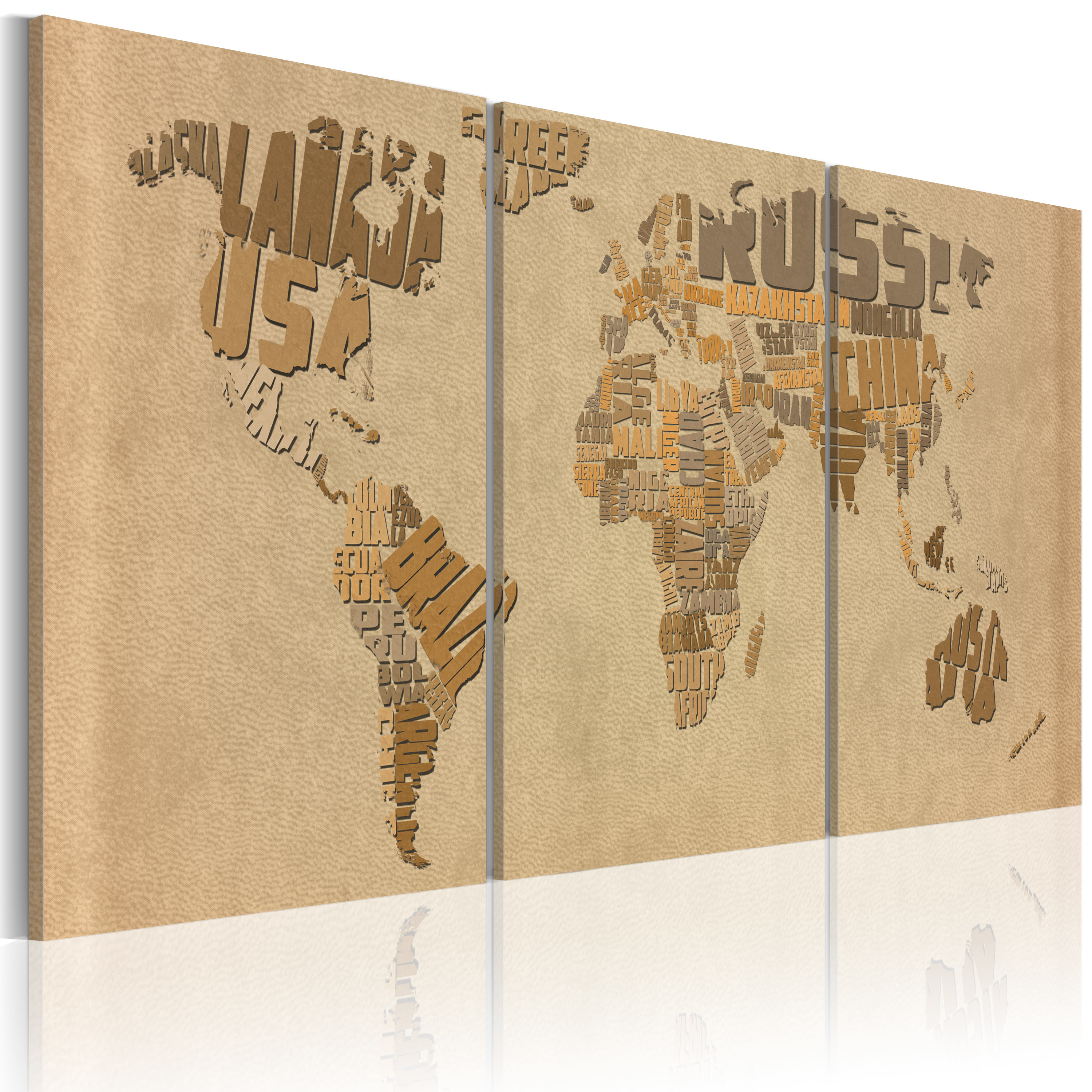 Canvas Print - The world map in beige and brown - 120x60