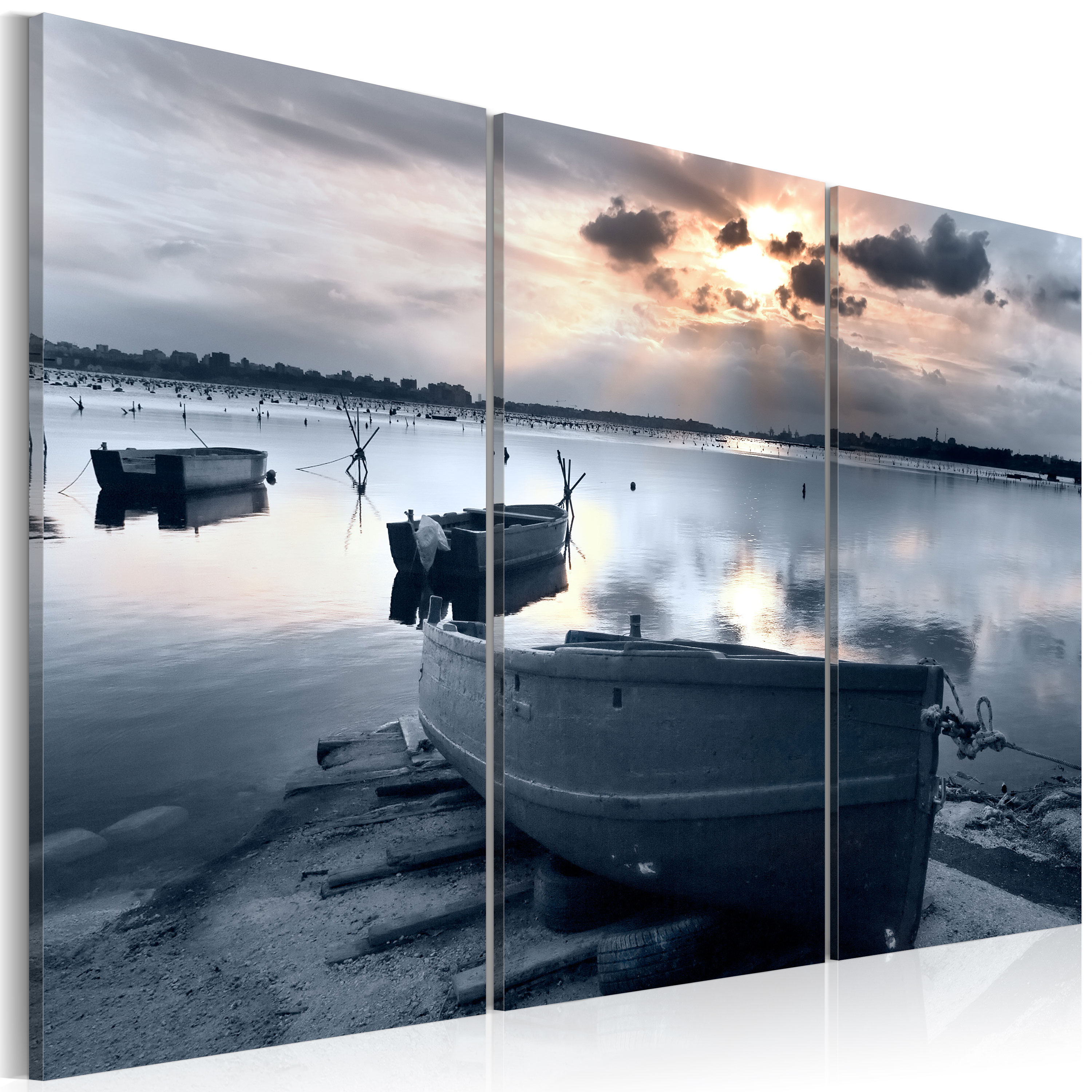 Canvas Print - A small boat by a lake - 120x80