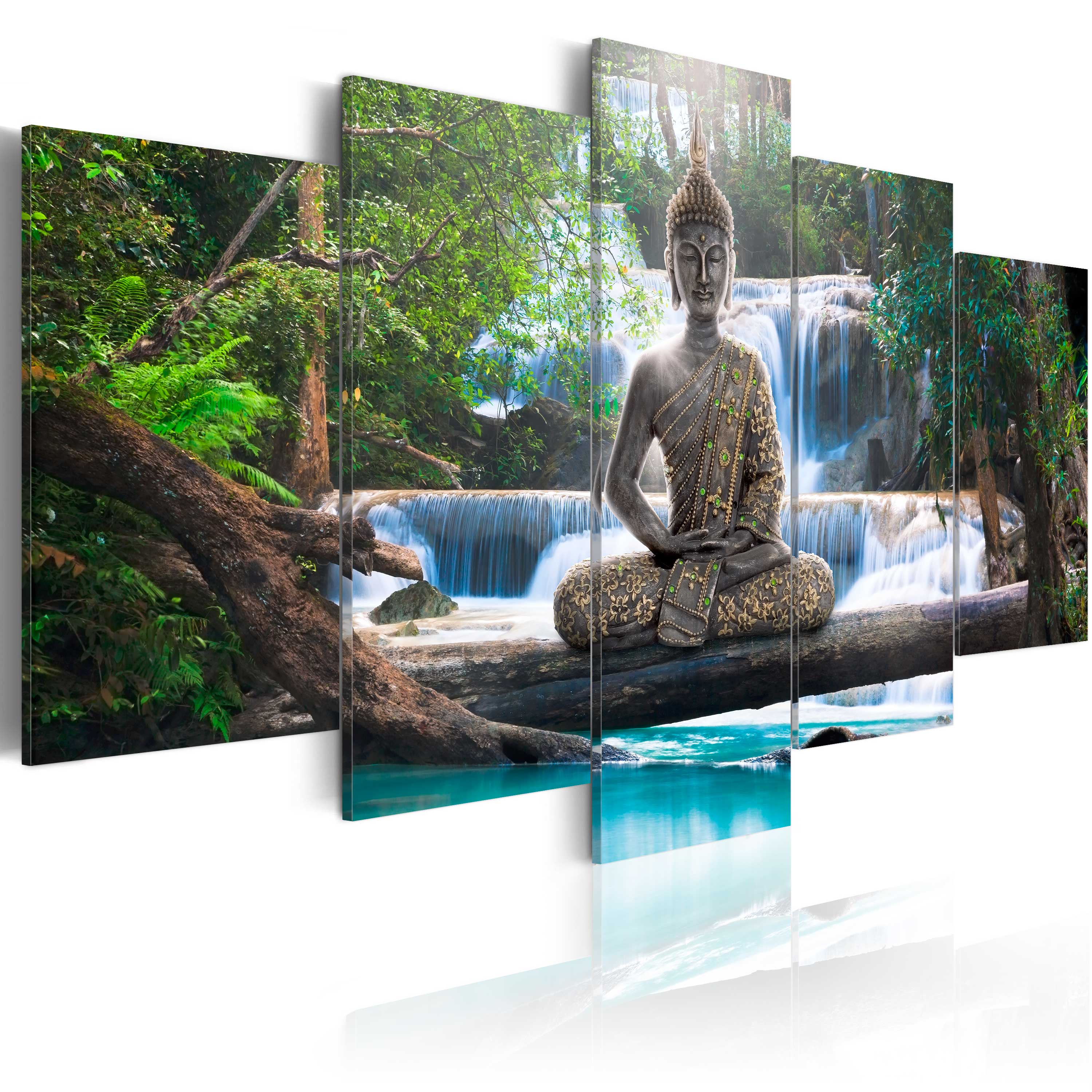 Canvas Print - Buddha and waterfall - 200x100