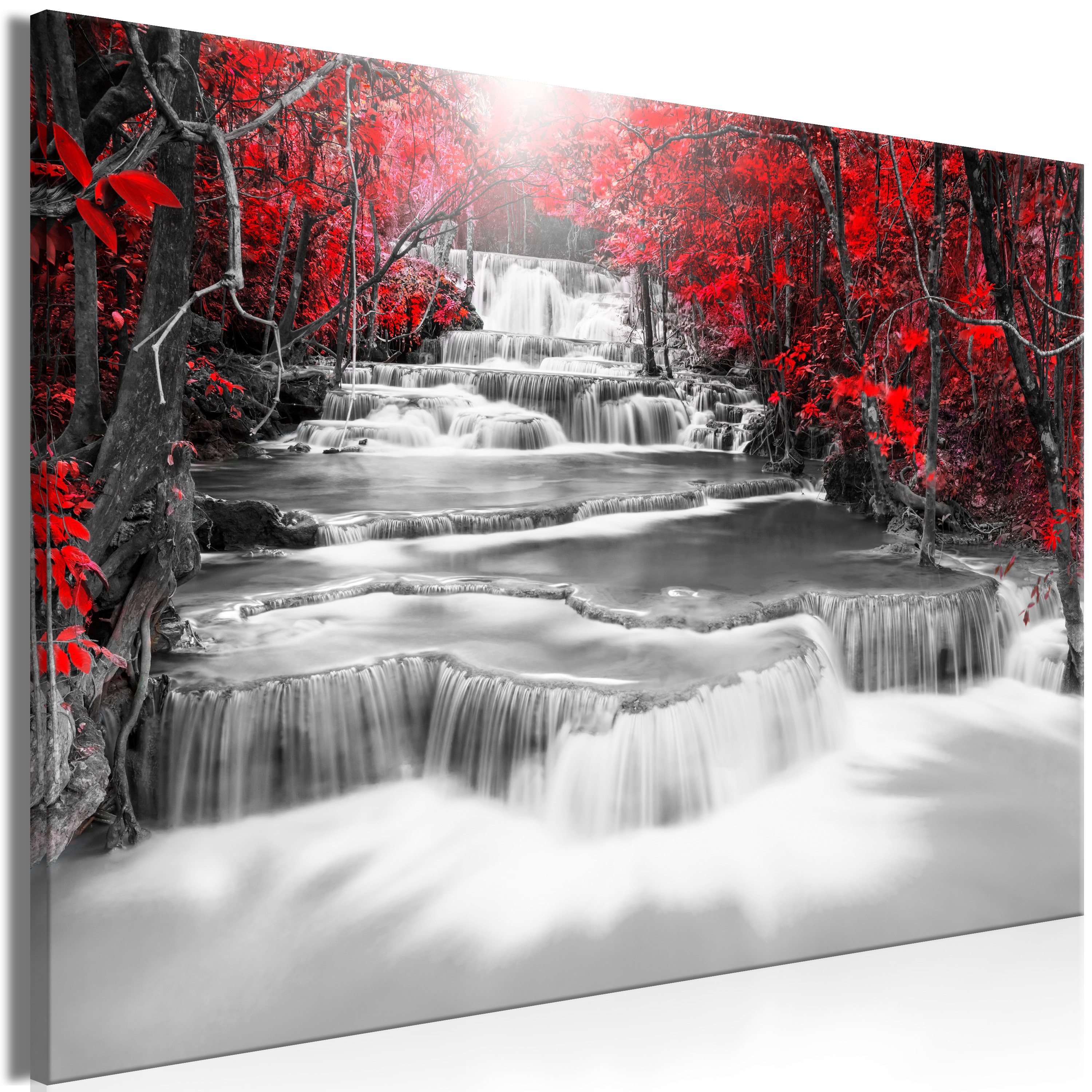 Canvas Print - Cascade of Thoughts (1 Part) Wide Red - 90x60