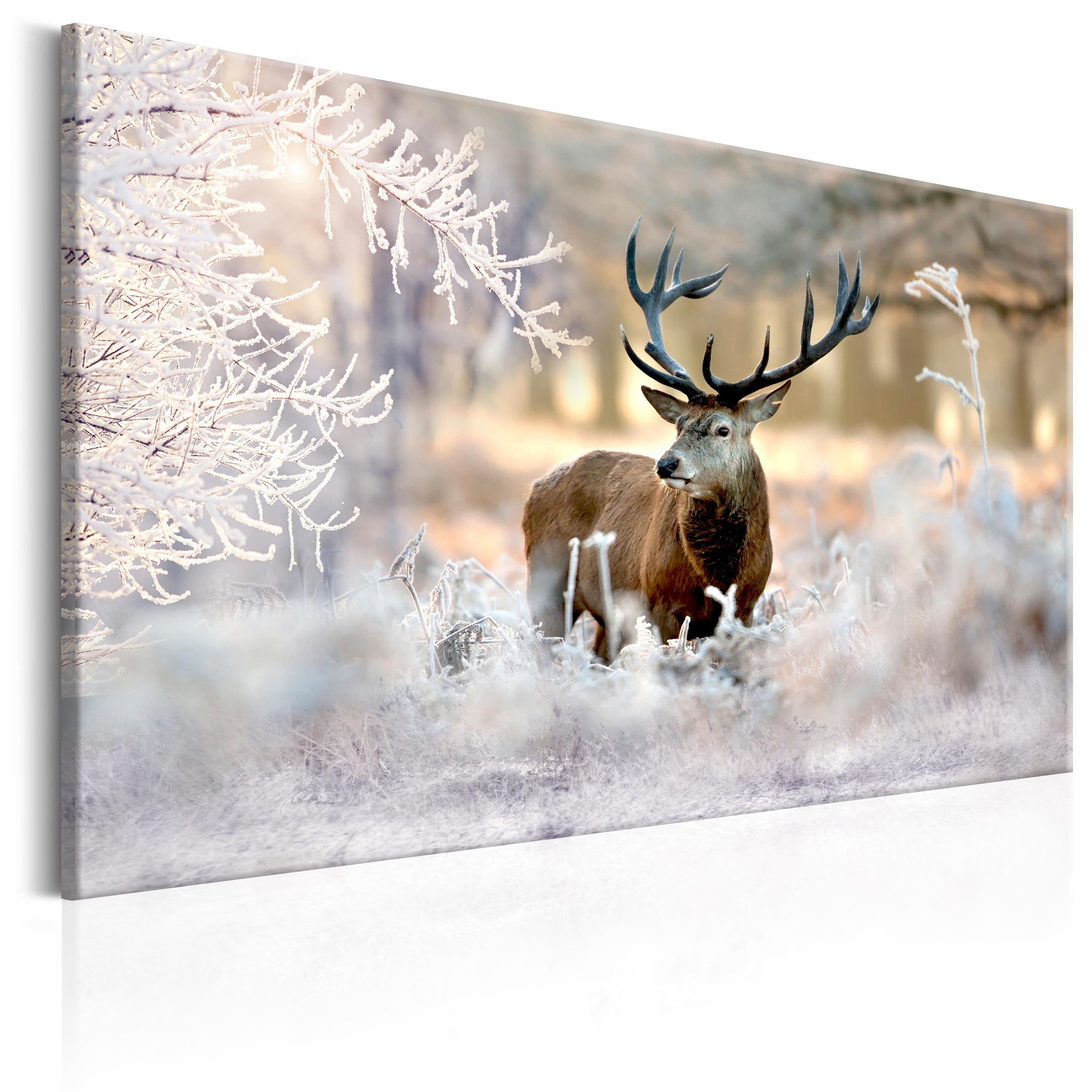 Hirsch Vlies Leinwandbild 1 Tier Wandbilder Landschaft Winter | Wald eBay Natur tlg XXL