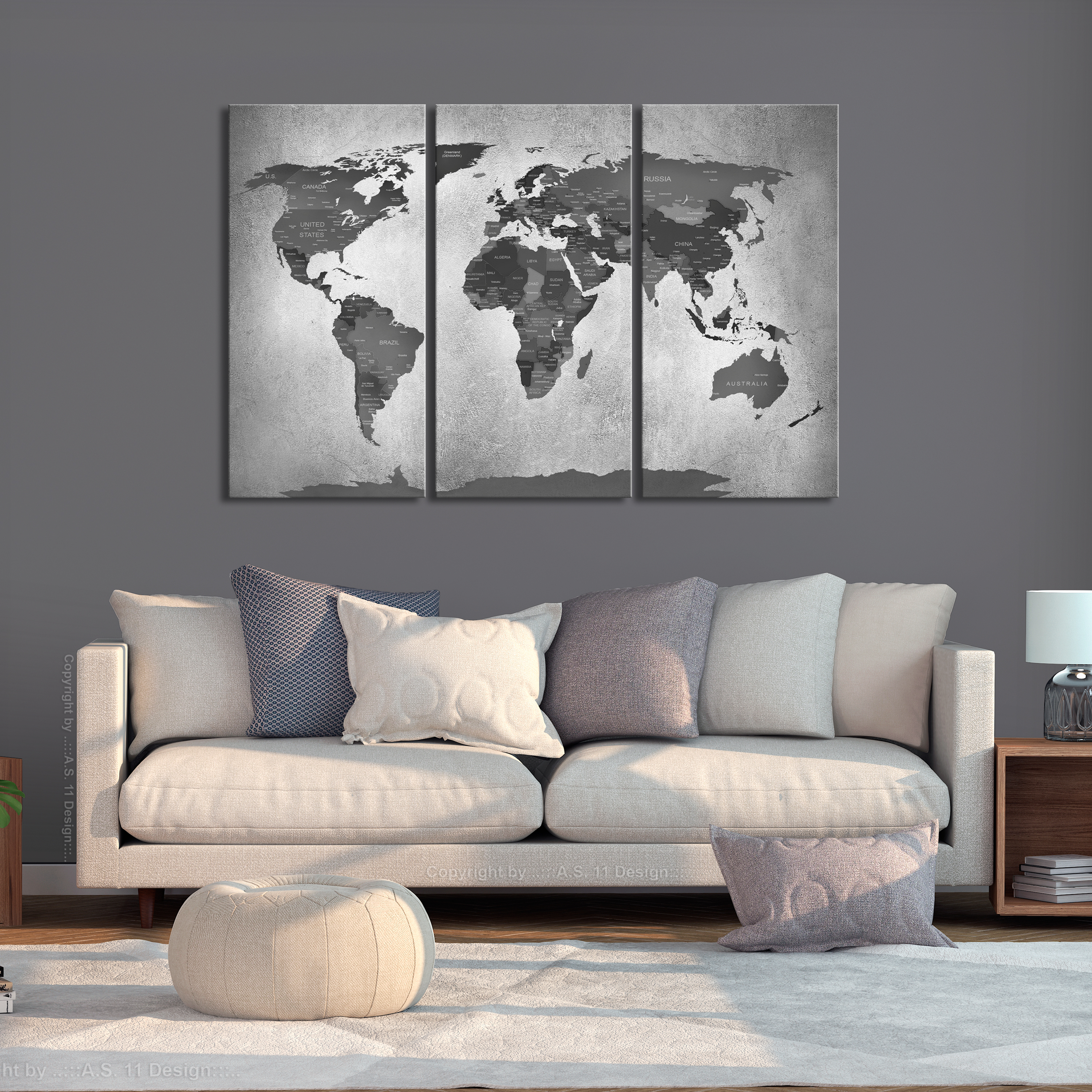 WORLD MAP Canvas Print Framed Wall Art Picture Image 020113-120 | eBay