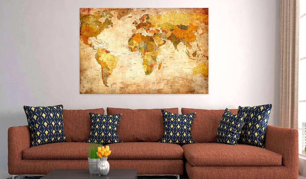 Mappa del mondo per il fissaggio puntine Quadro su tela Decorativo  k-B-0048-v-e