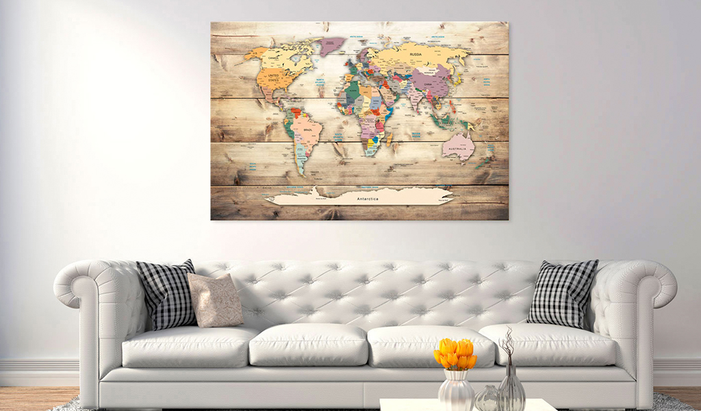 Puntina con mappa del mondo Stile rustico 13x19 -  Italia